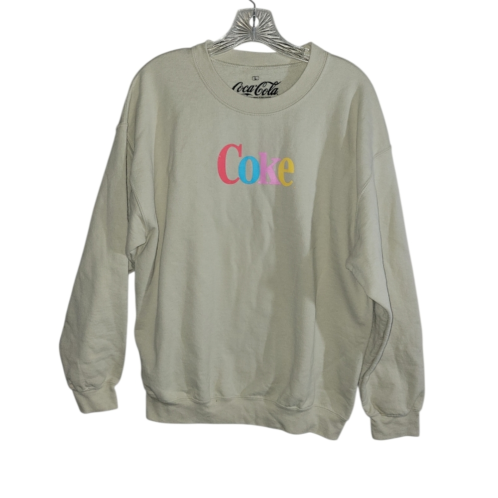 Coco-Cola Coke Crew Neck Sweatshirt Tan Large
